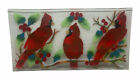 Art Studio Fused  Glass Cardinal Signed William McGrath Plate Tray Bird 15 ”x 8”