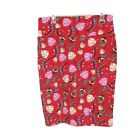 Lularoe Womens sz L Cassie Pencil Skirt Red Floral Knee Length Pull On
