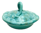 Vintage California USA Pottery 805 Turquoise Lazy Susan Serving Bowl W Lid MCM