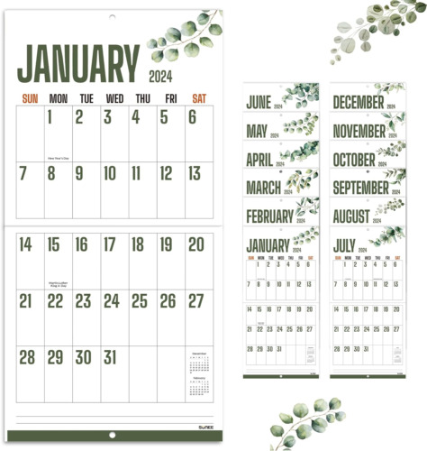 2024 Large Print Wall Calendar 12 X 23, Now to December 2024, Hanging Big Grid M