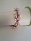 Sterling Silver Pearl and Rose Quartz Beaded Cha Cha Bracelet 7