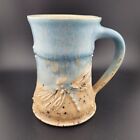 Studio Art Pottery Dragonfly Mug Coffee Cup Handmade Blue Drip Glaze