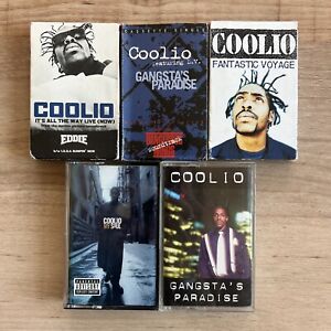 5x COOLIO Cassette Tape Lot: RARE Gangstas Paradise Fantastic Voyage Hip Hop Rap