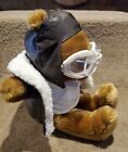 Clifford B Aviator Pilot Bomber Bear Ace Faux Leather Jacket Hat Goggles Plush