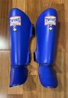 Muay Thai MMA Kickboxing Shin Guards Twins Canada Genuine Leather Size XL Blue