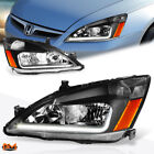 For 03-07 Honda Accord LED DRL Black Housing Amber Corner Headlight/Lamp Pair (For: 2007 Honda Accord)