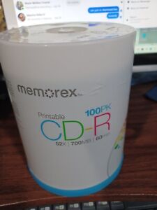 Memorex Printable CD-R 100 Pack 52xx 700mb 80 Min-New/Sealed Discontinued