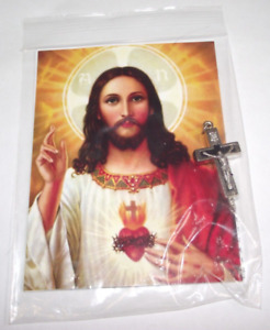 Prayer card crucifix Holy soil & touched to a 1st class relic of the True Cross