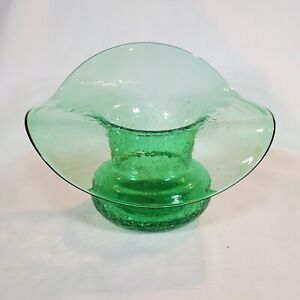 New ListingMid Century Modern Green Crackle Glass Jack in the Pulpit Vase 7