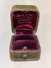 Antique Jewelry Ring Box Case Brown Leather Henry Reed: Pierre, S. Dakota Velvet