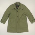 VTG Harbor Master Men Overcoats Size 40 Olive Canvas Wool Blend Lining USA Made
