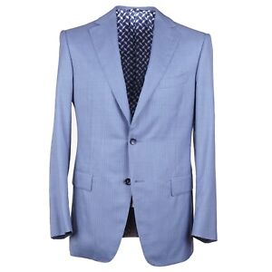 Zilli Modern-Fit Sky Blue Stripe Wool and Silk Suit 40R (Eu 50) NWT