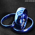 Tungsten Carbide Blue Polish Dome Wedding Band Ring ATOP Men's Jewelry