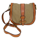 FOSSIL brown leather & textile shoulder bag, handbag, purse 
