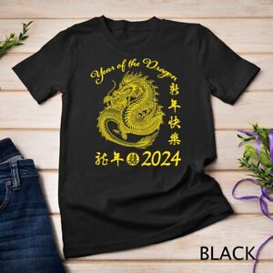 Chinese Calendar Dragon Year Happy New Year 2024 Gold Graphic Unisex T-shirt