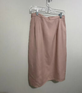 Vintage Harve Benard  Pink Linen Pencil Skirt Pockets Sz 10 P Pastel Made In USA