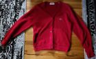 Vtg IZOD LACOSTE Mens Red Sweater Golf Cardigan Button Up Size Small USA Made