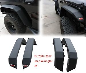 4pcs Front and Rear Fender Flares with LED Light Fits 07-17 Wrangler JK/JKU (For: Jeep)