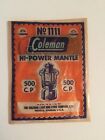 Vintage Coleman No. 1111 Genuine High Power Silk Mantle 500 C.P. - Made in USA