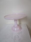 Mosser Pail Pink  Glass Pedestal Cake Stand USA 10.5'' Diameter with Label XLNT