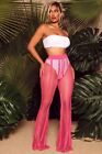 Fashion Nova Swim Summer Party Starter Fishnet Cover Up Pants Size XL Hot Pink