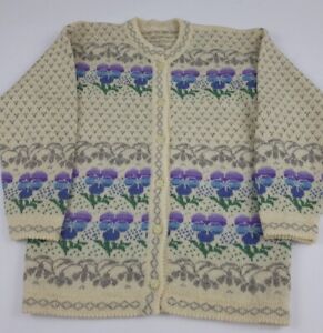 Vintage 80s Floral Flower Pattern Cardigan Sweater Vtg Rare USA 1980s Multicolor