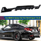 Rear Diffuser Dual Exhaust Tip For 2014-2020 BMW F32 F33 F36 435i M Gloss Black