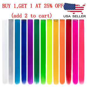 Hot Sale Synthetic Color Hair Piece Extension Clip In Highlight Rainbow Streak