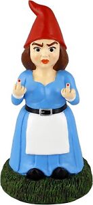 NEW - Gnometastic - Middle Finger Gnome - Lady Double Bird Statue, 8.45in Garden