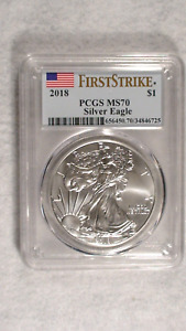 2018 PCGS MS70 PERFECT GEM UNCIRCULATED SILVER EAGLE $1 COIN Starts At 99 Cents!