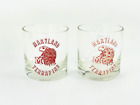 2 pc Vintage Marland Terrapins MD Red Turtle Mascot Drinking Rocks Glass Barware