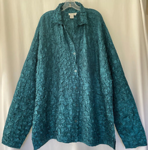 Coldwater Creek size 3X oversized crinkle textured shirt blouse top long sleeves