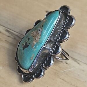 Vintage Old Indian Pawn Navajo Sterling & Green Stone Size 9 17.4g IP67