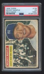 MICKEY MANTLE 1956 TOPPS #135 GRAY BACK   PSA  1  NICE CENTERED   YANKEES LEGEND