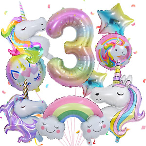 Unicorn Balloons 3Rd Birthday Decorations for Girls, 3Rd Unicorn Party Decoratio