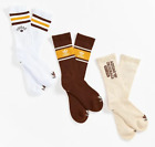 Adidas Men's Retro Crew Socks - White / Brown - Tan - Men's Size: L (6-12) NEW !