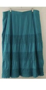 Womens 22/24 Plus Size Lane Bryant Blue Tiered Long Open Weave Skirt