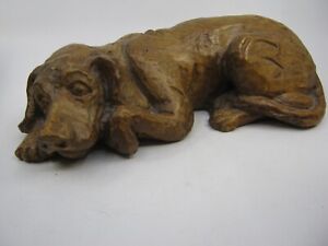 New ListingVtg Large Hand Carved Wood Dog Sculpture Carving Naturholz Geschnitzt German