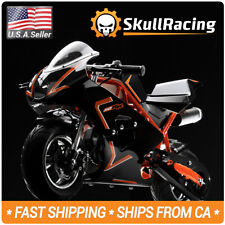 SkullRacing Gas Powered Mini Pocket Bike Motorcycle 50RR (Orange)
