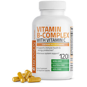 Vitamin B Complex w/ Vitamin C Immune, Energy & Nervous System Support, 120 Caps