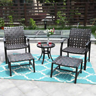 Patio Strapping Furniture Outdoor 5 Piece Sofa Garden Conversation Set w/ Table
