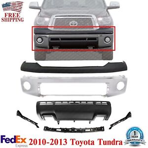 Front Bumper Chrome Steel Kit With Retainer Brackets For 2010-2013 Toyota Tundra