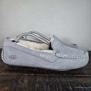 UGG Australia Ansley Womens Size 7 Moccasin Fluffy Slippers Slip On Shoes Gray