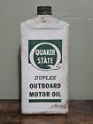 Quaker State Duplex Outboard Motor Oil Vintage Plastic Bottle Can