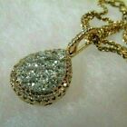 Women's 14k Yellow Gold Over 2Ct Round Cut VVS1 Diamond Drop Pendant With Chain