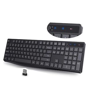 Victsing Wireless Keyboard 2.4G USB Full Size Ergonomic Keyboard for PC Laptop