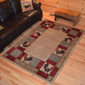 Rooster Country Lodge Cabin Cottage Area Rug **FREE SHIPPING**