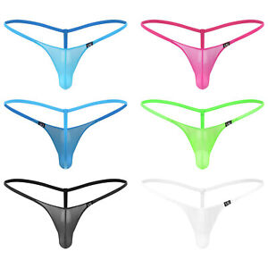 Mens See Through Mini Thong Bulge Pouch T-Back G-string Low Rise Micro Underwear