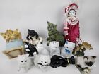 Vintage Mixed Cat Kitten Cat Figurines Lot Of 13 Craft Decor Trinkets Pre-owned