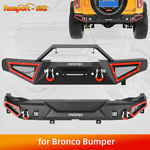 Off-Road Front / Rear Bumper for 2021-2023 Ford Bronco w/ Winch Plate & D-Rings (For: 2021 Ford Bronco Big Bend)